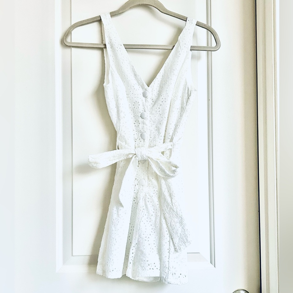 Gianni Bini White Eyelet Button Down Romper - Picture 3 of 9